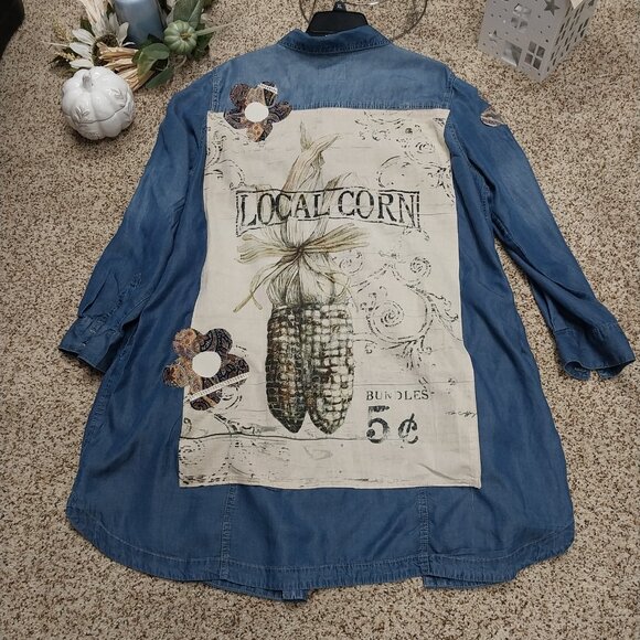 Handmade Jackets & Blazers - 3712 Size 2X Jessica Simpson Upcycled Jean Duster.
